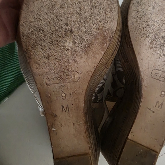 Coach Tan and Cream Wedge Sandals - Picture 7 of 7